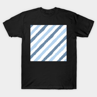 Shades of Blue Diagonal Stripe Seamless Pattern T-Shirt